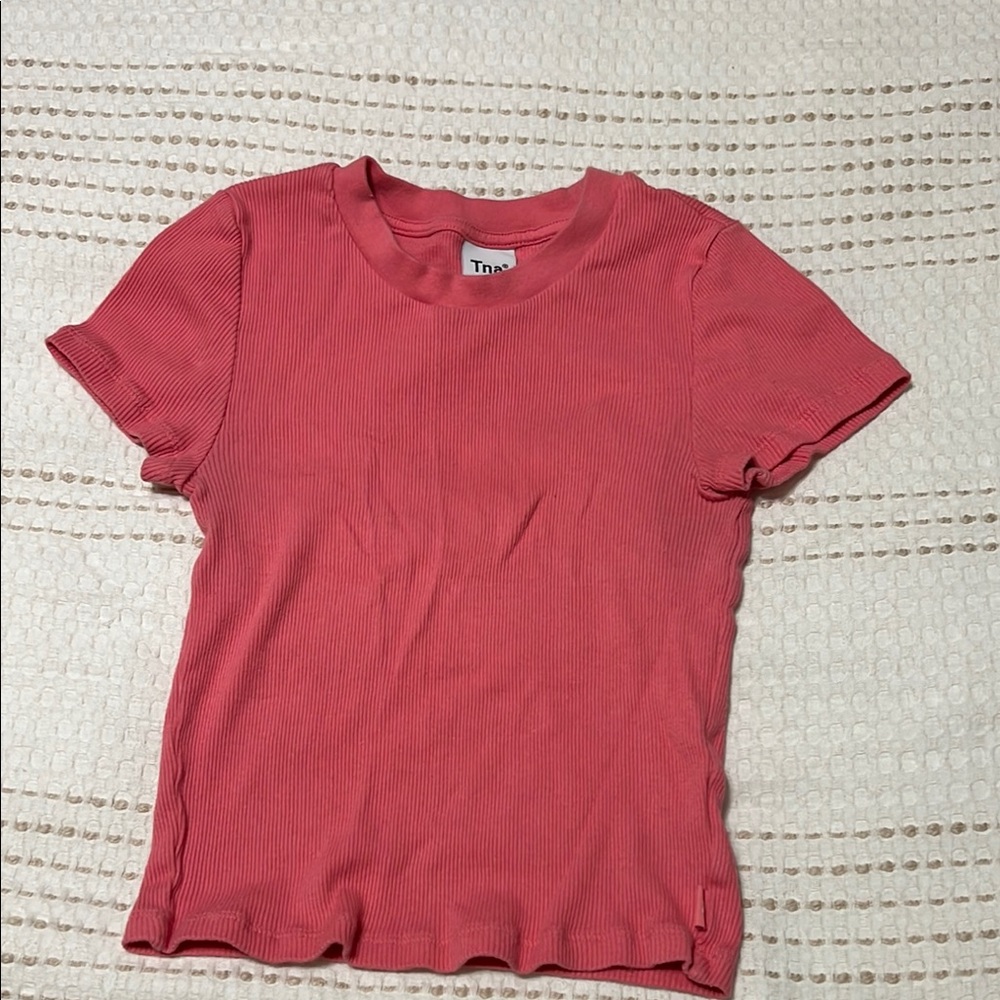 TNA Pink Fitted Ribbed Short Sleeve Tee